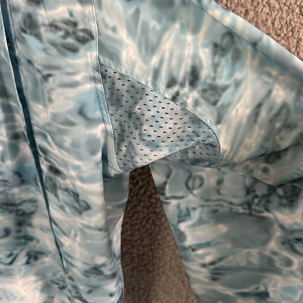 Aqua Design Aqua Shield UPF 50+ Fishing Shirt 2XL Blue Water Camo Vented Pockets